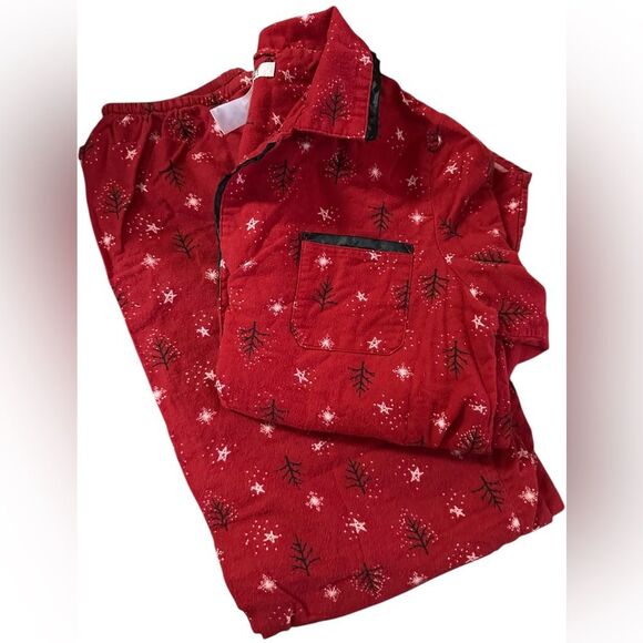 Ellen Tracy Pajama Set Womens Tree Star Red Black Christmas. Womens Size Small. - Picture 2 of 8